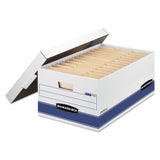 Bankers Box® STOR/FILE Medium-Duty Storage Boxes, Legal Files, 15.88" x 25.38" x 10.25", White/Blue, 4/Carton (FEL0070205) Carton of 4 Boxes