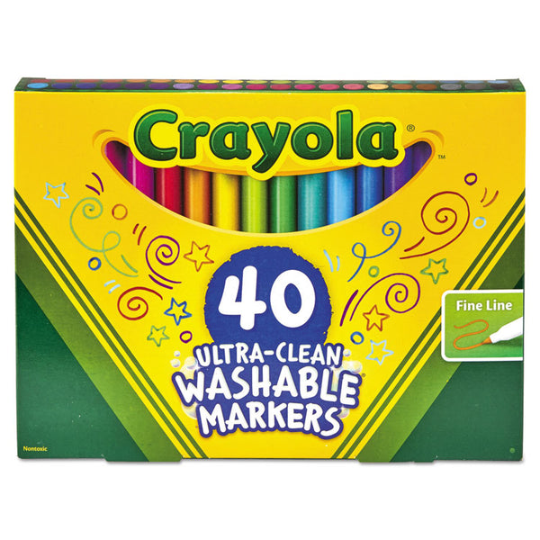 Crayola® Ultra-Clean Washable Markers, Fine Bullet Tip, Assorted Colors, 40/Set (CYO587861) Set of 40