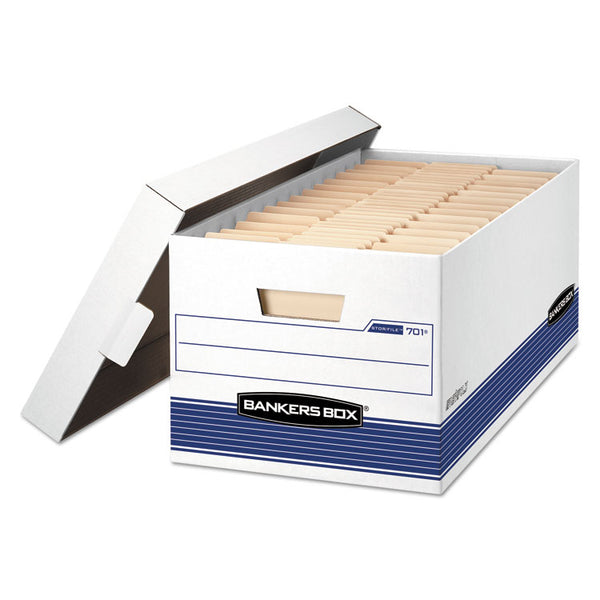 Bankers Box® STOR/FILE Medium-Duty Storage Boxes, Letter Files, 12.88" x 25.38" x 10.25", White/Blue, 12/Carton (FEL00701) Carton of 12