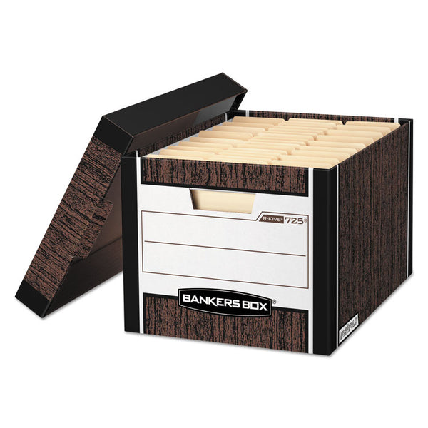 Bankers Box® R-KIVE Heavy-Duty Storage Boxes, Letter/Legal Files, 12.75" x 16.5" x 10.38", Woodgrain, 4/Carton (FEL0072506) Carton of 4 Boxes