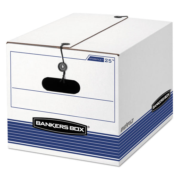 Bankers Box® STOR/FILE Medium-Duty Strength Storage Boxes, Letter/Legal Files, 12.25" x 16" x 11", White/Blue, 12/Carton (FEL00025) Carton of 12