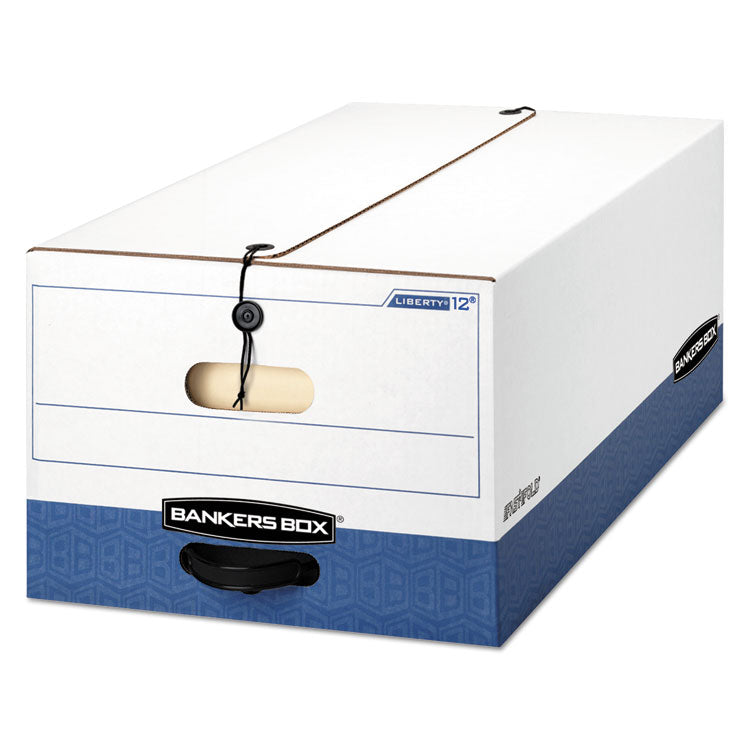 Bankers Box® LIBERTY Heavy-Duty Strength Storage Boxes, Legal Files, 15.25" x 24.13" x 10.75", White/Blue, 4/Carton (FEL0001203) Carton of 4 Boxes