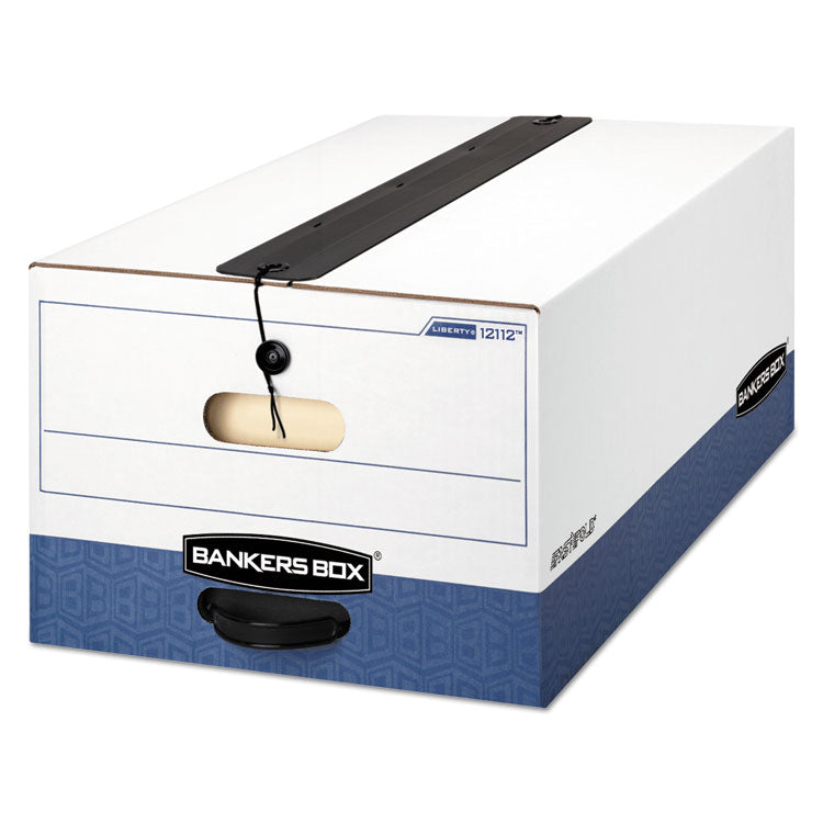 Bankers Box® LIBERTY Plus Heavy-Duty Strength Storage Boxes, Legal Files, 15.25" x 24.13" x 10.75", White/Blue, 12/Carton (FEL12112) Carton of 12