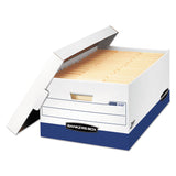 Bankers Box® PRESTO Heavy-Duty Storage Boxes, Legal Files, 16" x 10.38", White/Blue, 12/Carton (FEL0063201) Case of 12