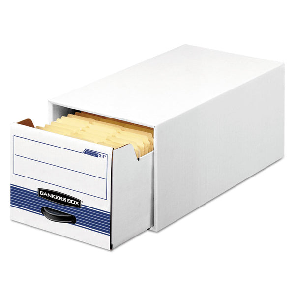 Bankers Box® STOR/DRAWER STEEL PLUS Extra Space-Savings Storage Drawers, Letter Files, 10.5" x 25.25" x 6.5", White/Blue, 12/Carton (FEL00306)