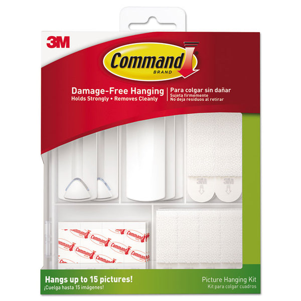 Command™ Picture Hanging Kit, Assorted Sizes, Plastic, White/Clear, 1 lb; 4 lb; 5 lb Capacities 38 Pieces/Pack (MMM17213ES)