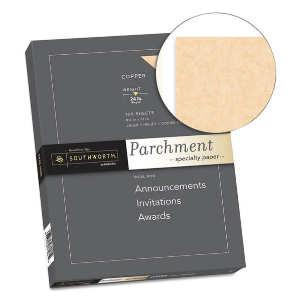 Southworth® Parchment Specialty Paper, 24 lb Bond Weight, 8.5 x 11, Copper, 100/Pack (SOUP894CK336)