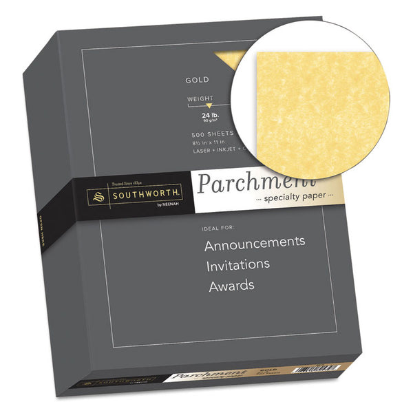 Southworth® Parchment Specialty Paper, 24 lb Bond Weight, 8.5 x 11, Gold, 500/Ream (SOU994C) Box of 500