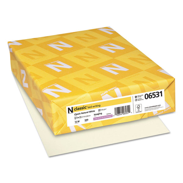 Neenah Paper CLASSIC Laid Stationery, 24 lb Bond Weight, 8.5 x 11, Classic Natural White, 500/Ream (NEE06531) Each