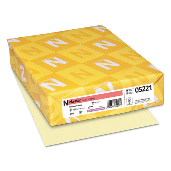 Neenah Paper CLASSIC Linen Stationery, 24 lb Bond Weight, 8.5 x 11, Baronial Ivory, 500/Ream (NEE05221) Each