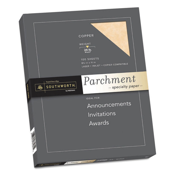 Southworth® Parchment Specialty Paper, 24 lb Bond Weight, 8.5 x 11, Copper, 100/Pack (SOUP894CK336)