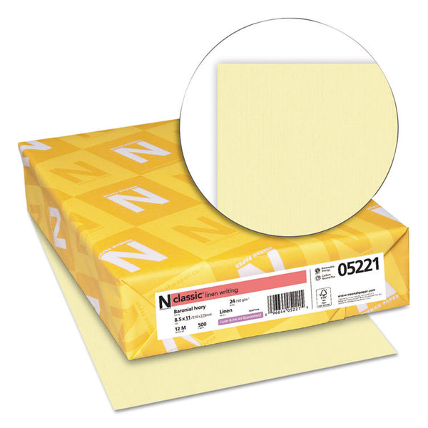 Neenah Paper CLASSIC Linen Stationery, 24 lb Bond Weight, 8.5 x 11, Baronial Ivory, 500/Ream (NEE05221) Each