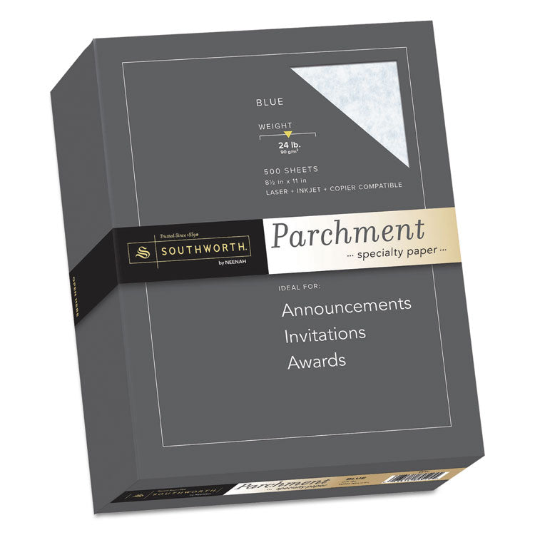 Southworth® Parchment Specialty Paper, 24 lb Bond Weight, 8.5 x 11, Blue, 500/Ream (SOU964C) Box of 500