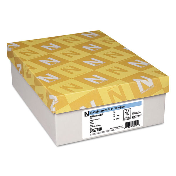 Neenah Paper CLASSIC CREST #10 Envelope, Commercial Flap, Gummed Closure, 4.13 x 9.5, Baronial Ivory, 500/Box (NEE6557100) Box of 500