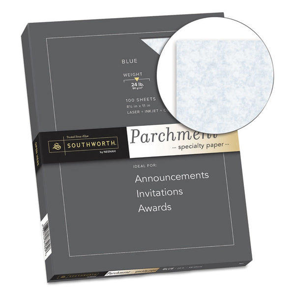 Southworth® Parchment Specialty Paper, 24 lb Bond Weight, 8.5 x 11, Blue, 100/Pack (SOUP964CK336)