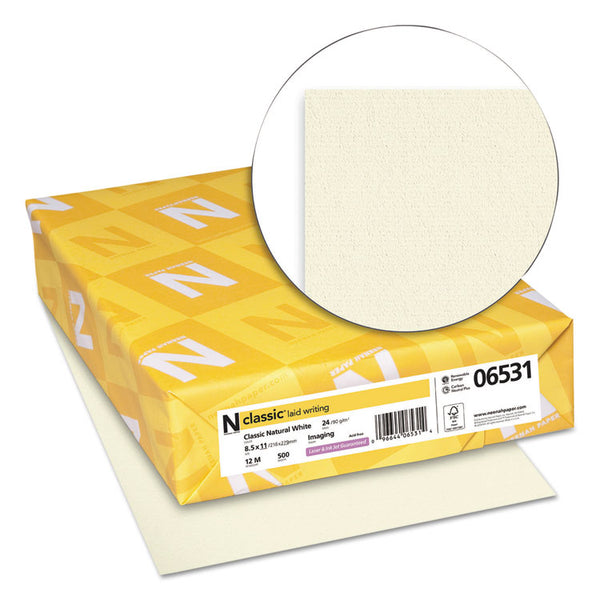 Neenah Paper CLASSIC Laid Stationery, 24 lb Bond Weight, 8.5 x 11, Classic Natural White, 500/Ream (NEE06531) Each