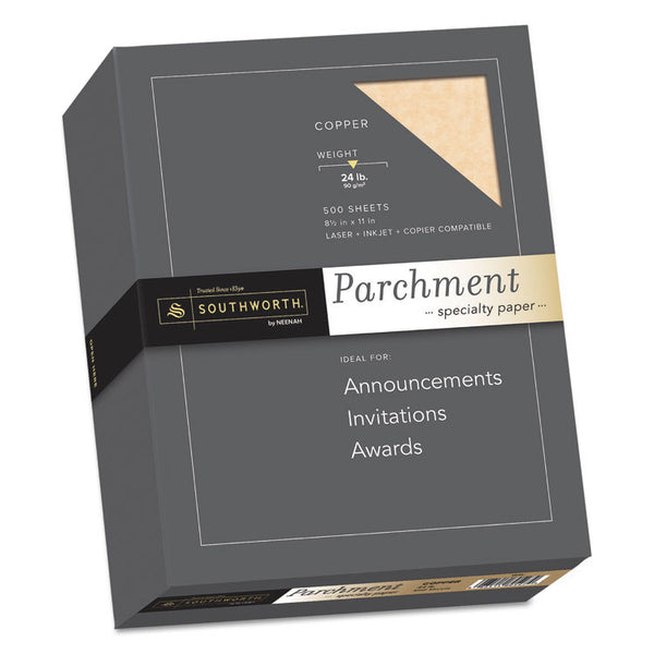 Southworth® Parchment Specialty Paper, 24 lb Bond Weight, 8.5 x 11, Copper, 500/Box (SOU894C)