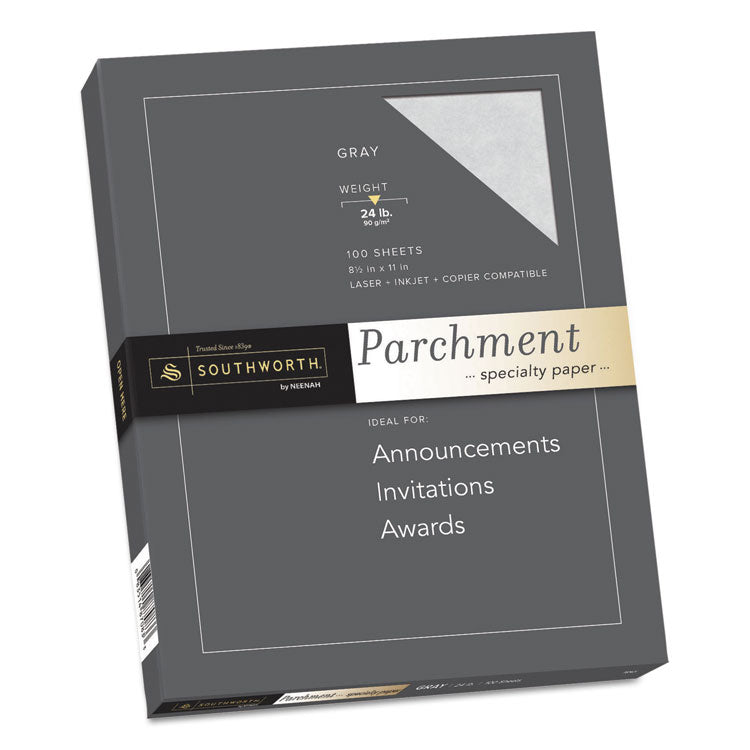 Southworth® Parchment Specialty Paper, 24 lb Bond Weight, 8.5 x 11, Gray, 100/Pack (SOUP974CK336) Pack of 100