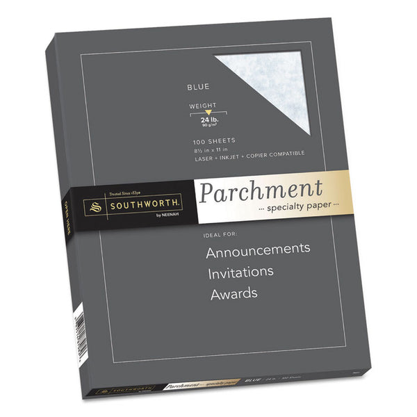 Southworth® Parchment Specialty Paper, 24 lb Bond Weight, 8.5 x 11, Blue, 100/Pack (SOUP964CK336)