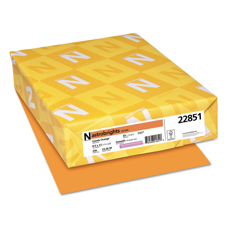 Astrobrights® Color Cardstock, 65 lb Cover Weight, 8.5 x 11, Cosmic Orange, 250/Pack (WAU22851) Each