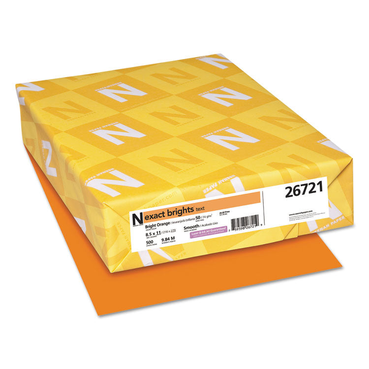 Neenah Paper Exact Brights Paper, 20 lb Bond Weight, 8.5 x 11, Bright Orange, 500/Ream (WAU26721) 1 Ream