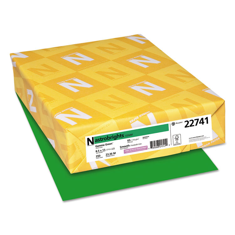 Astrobrights® Color Cardstock, 65 lb Cover Weight, 8.5 x 11, Gamma Green, 250/Pack (WAU22741) Each
