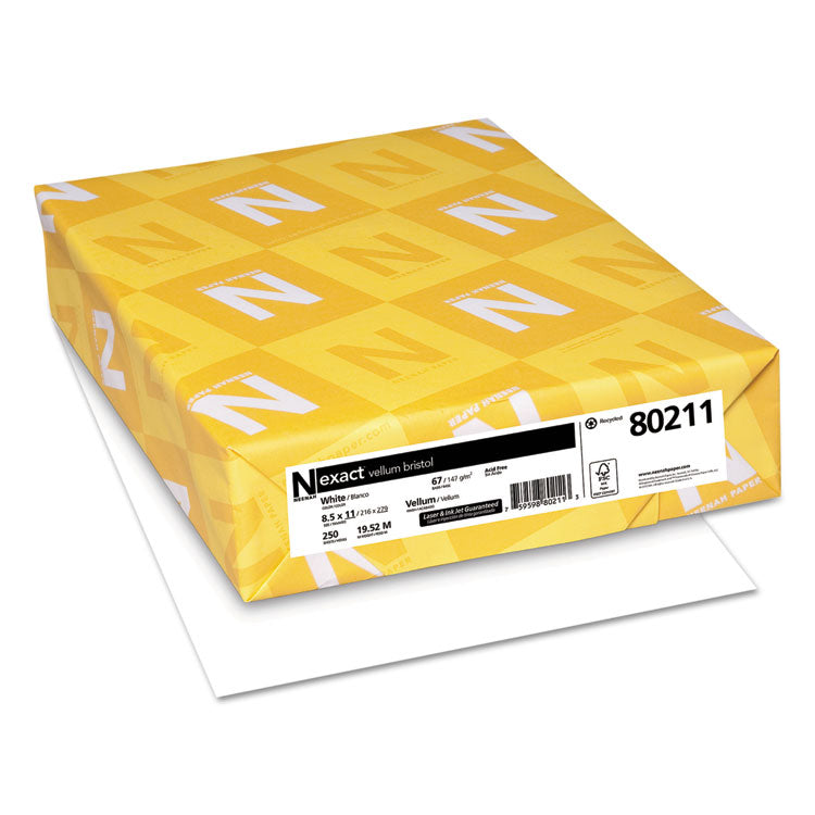 Neenah Paper Exact Vellum Bristol Cover Stock, 94 Bright, 67 lb Bristol Weight, 8.5 x 11, White, 250/Pack (WAU80211) Pack of 250