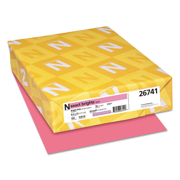 Neenah Paper Exact Brights Paper, 20 lb Bond Weight, 8.5 x 11, Bright Pink, 500/Ream (WAU26741) 1 Ream