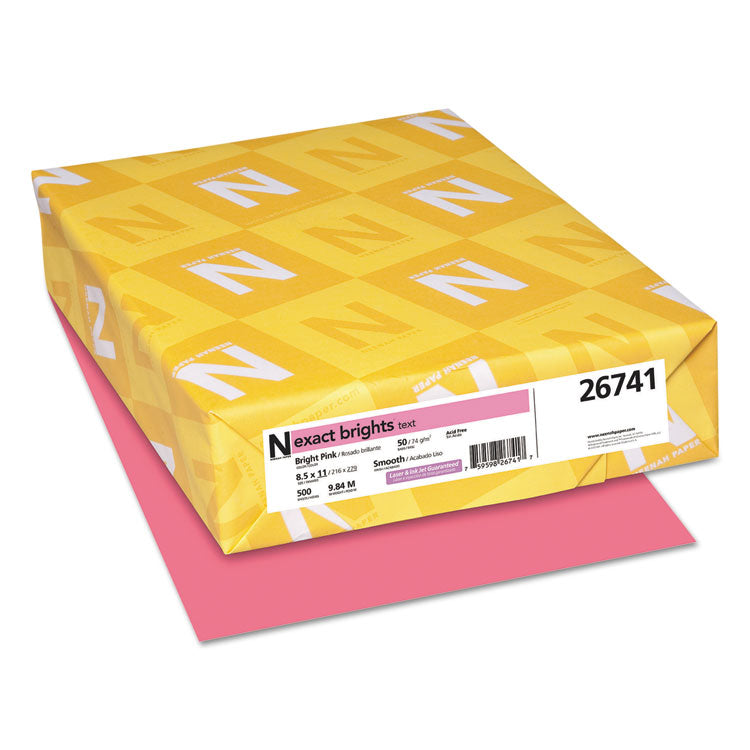 Neenah Paper Exact Brights Paper, 20 lb Bond Weight, 8.5 x 11, Bright Pink, 500/Ream (WAU26741) 1 Ream