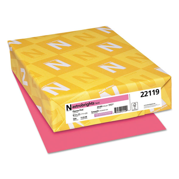 Astrobrights® Color Paper, 24 lb Bond Weight, 8.5 x 11, Plasma Pink, 500/Ream (WAU22119)