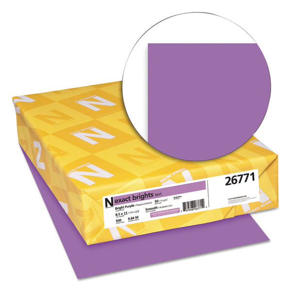 Neenah Paper Exact Brights Paper, 20 lb Bond Weight, 8.5 x 11, Bright Purple, 500/Ream (WAU26771)