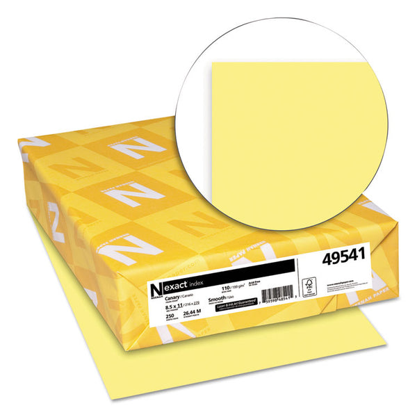 Neenah Paper Exact Index Card Stock, 110 lb Index Weight, 8.5 x 11, Canary, 250/Pack (WAU49541) Pack of 250