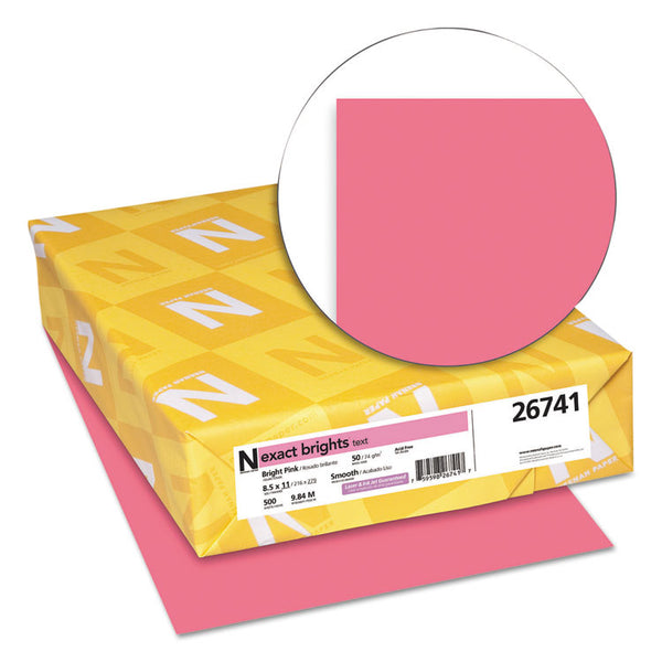 Neenah Paper Exact Brights Paper, 20 lb Bond Weight, 8.5 x 11, Bright Pink, 500/Ream (WAU26741) 1 Ream