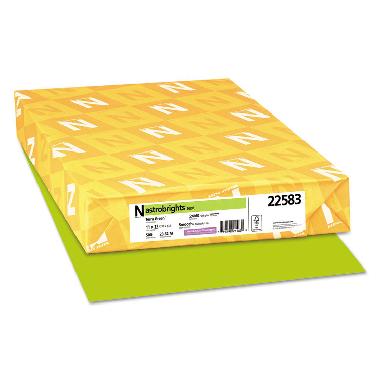 Astrobrights® Color Paper, 24 lb Bond Weight, 11 x 17, Terra Green, 500/Ream (WAU22583) 1 Ream