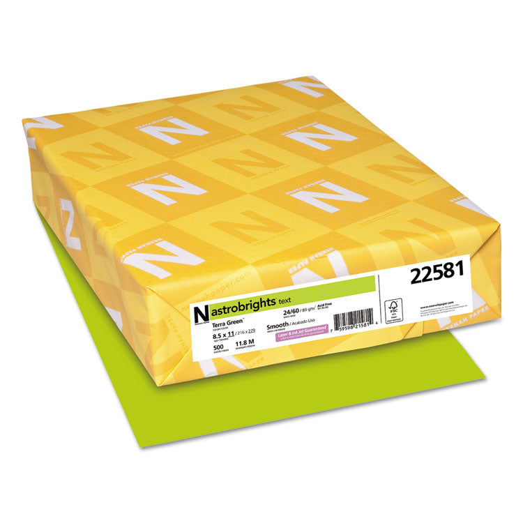 Astrobrights® Color Paper, 24 lb Bond Weight, 8.5 x 11, Terra Green, 500/Ream (WAU22581)