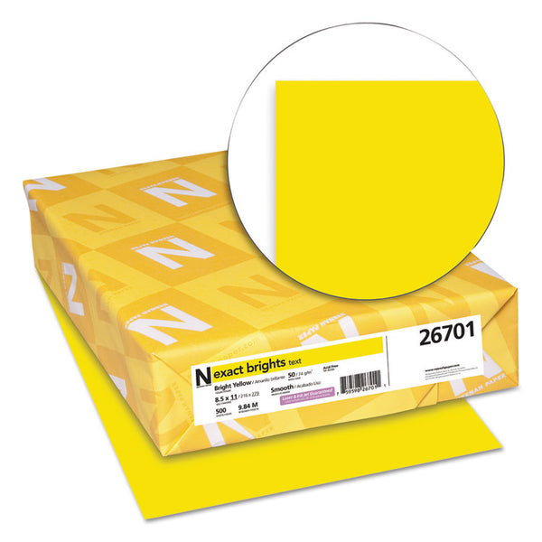 Neenah Paper Exact Brights Paper, 20 lb Bond Weight, 8.5 x 11, Bright Yellow, 500/Ream (WAU26701) 1 Ream