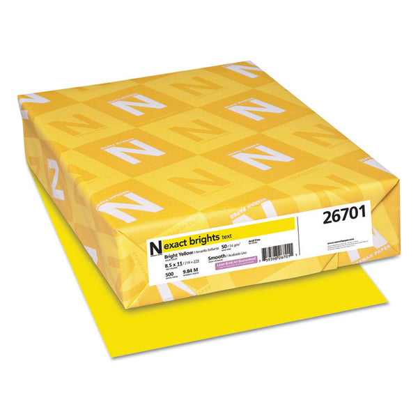 Neenah Paper Exact Brights Paper, 20 lb Bond Weight, 8.5 x 11, Bright Yellow, 500/Ream (WAU26701) 1 Ream