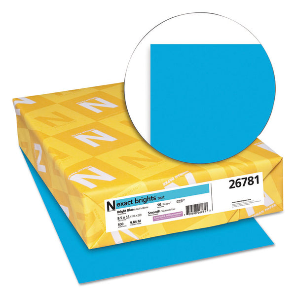 Neenah Paper Exact Brights Paper, 20 lb Bond Weight, 8.5 x 11, Bright Blue, 500/Ream (WAU26781) 1 Ream