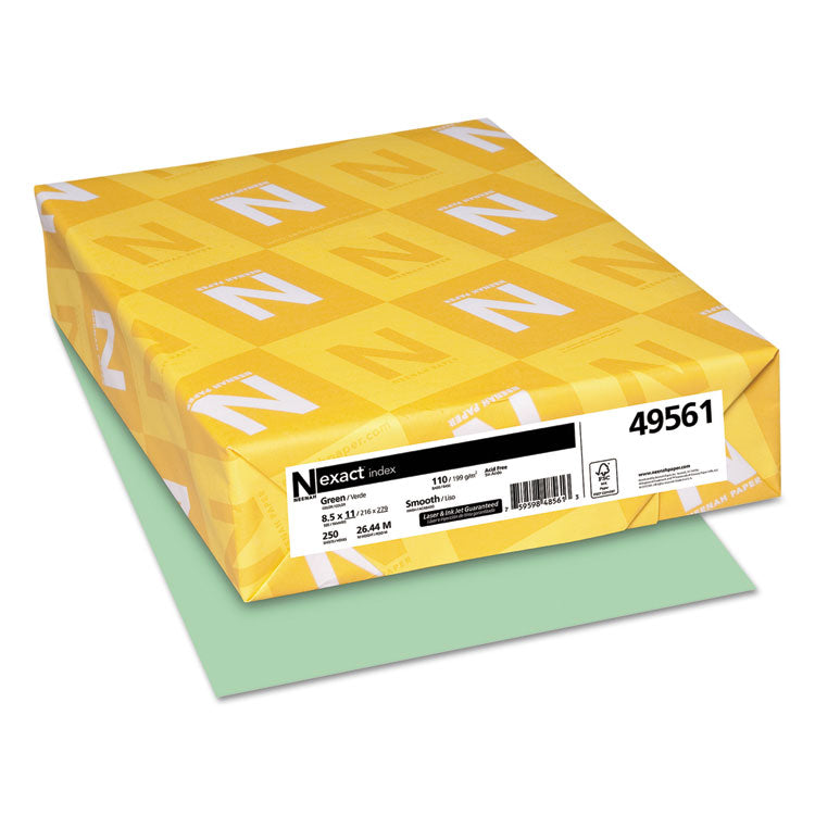 Neenah Paper Exact Index Card Stock, 110 lb Index Weight, 8.5 x 11, Green, 250/Pack (WAU49561) Pack of 250