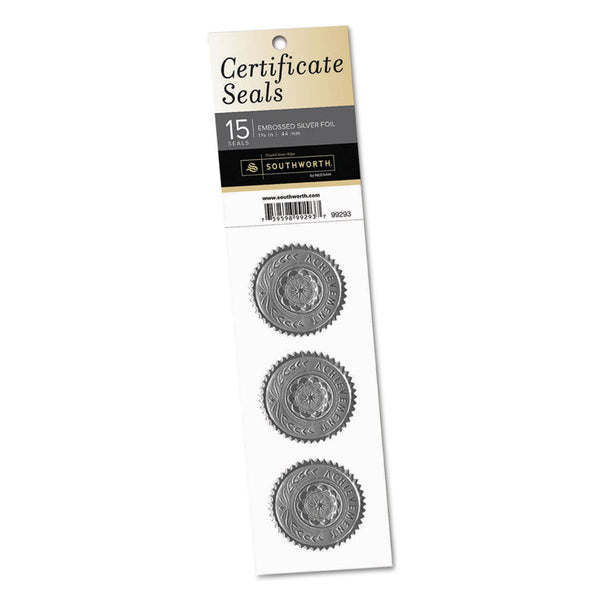 Southworth® Certificate Seals, 1.75" dia, Silver, 3/Sheet, 5 Sheets/Pack (SOU99293)