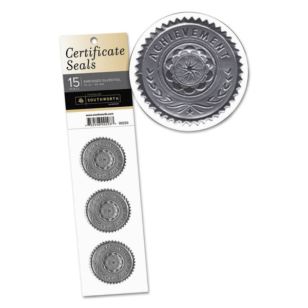 Southworth® Certificate Seals, 1.75" dia, Silver, 3/Sheet, 5 Sheets/Pack (SOU99293)