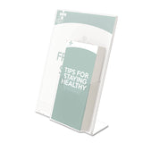deflecto® Superior Image Slanted Sign Holder with Front Pocket, 9w x 4.5d x 10.75h, Clear (DEF590501) Each