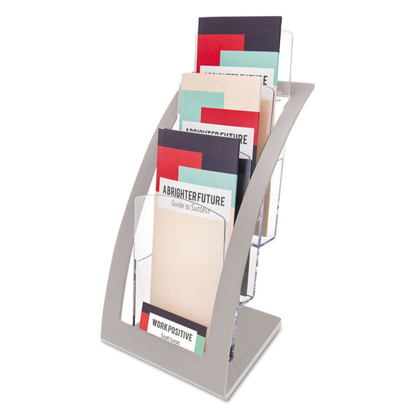 deflecto® 3-Tier Literature Holder, Leaflet Size, 6.75w x 6.94d x 13.31h, Silver (DEF693645) Each