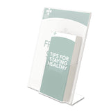 deflecto® Superior Image Slanted Sign Holder with Front Pocket, 9w x 4.5d x 10.75h, Clear (DEF590501) Each