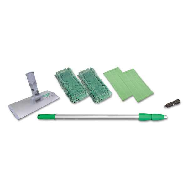 Unger® SpeedClean Window Cleaning Kit, Aluminum, 72" Extension Pole, 8" Pad Holder, Silver/Green (UNGWNK01)