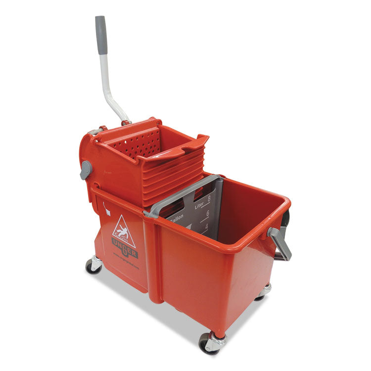 Unger® Side-Press Restroom Mop Dual Bucket Combo, 4 gal, Plastic, Red (UNGCOMSR) Each