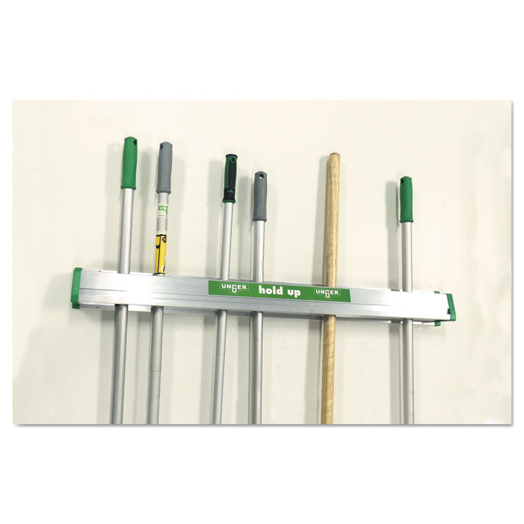 Unger® Hold Up Aluminum Tool Rack, 36w x 3.5d x 3.5h, Aluminum/Green (UNGHU900) Each