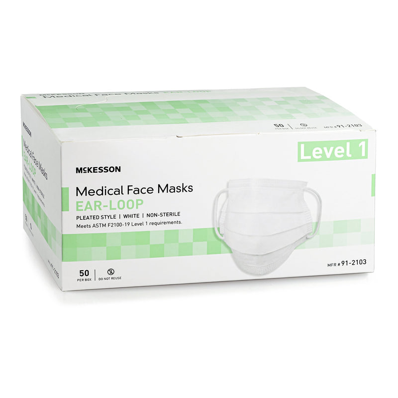 McKesson Procedure Mask ASTM Level 1 Earloops One Size Fits Most (1196786_CS) 500/CS