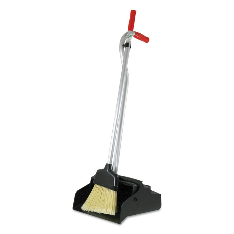Unger® Ergo Dustpan With Broom, 12w x 33h, Metal with Vinyl Coated Handle, Red/Silver (UNGEDPBR) Each