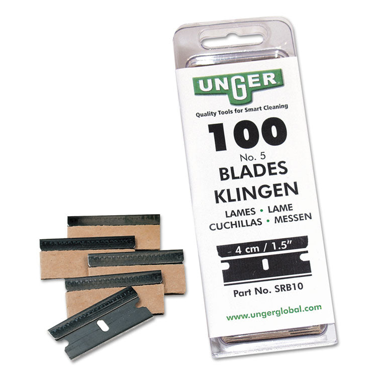 Unger® Safety Scraper Replacement Blades, #9, Stainless Steel, 100/Box (UNGSRB30) Pack of 100